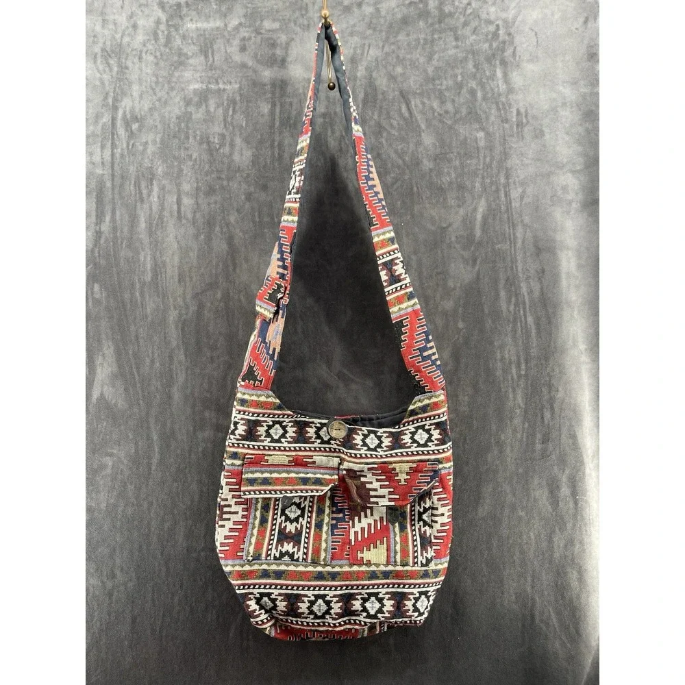 Tribe Azure Boho Tapestry Crossbody Shoulder Bag Southwestern Festival Purse
